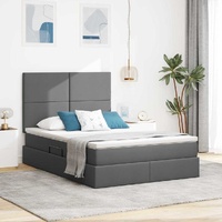 Storage Bed with Headboard Dark Grey 153 x 203 cm Fabric