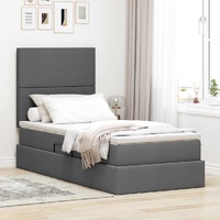 Storage Bed with Headboard Dark Grey 107 x 203 cm Fabric