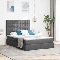 Storage Bed with Headboard Dark Grey 153 x 203 cm Fabric