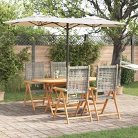 Garden Dining Set Folding 5 pcs Grey Solid Acacia Wood