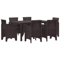 Garden Dining Set 7 pcs Brown Polt rattan