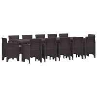 Garden Dining Set 13 pcs Brown and Taupe Poly rattan