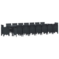 Garden Dining Set with Cushions 17 pcs Anthracite PP