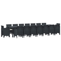 Garden Dining Set with Cushions 17 pcs Anthracite PP