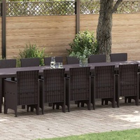 Garden Dining Set with Cushions with Cushion 17 pcs Brown PP