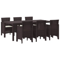 Garden Dining Set 7 pcs Brown Polypropylene