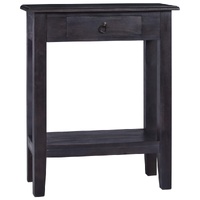 Console Table with Drawer Black 60x30x75 cm Solid Wood Mahogany