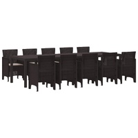 Garden Dining Set 11 pcs Brown and Taupe Poly rattan