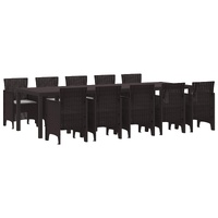 Garden Dining Set 11 pcs Brown and Light grey Poly rattan