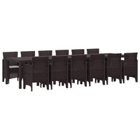 Garden Dining Set 13 pcs Brown Polt rattan