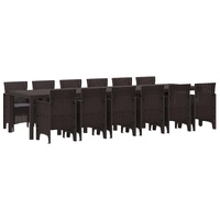 Garden Dining Set 13 pcs Brown Polt rattan