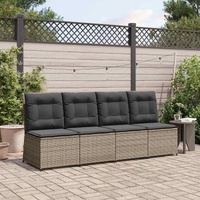 Garden Sofa with Cushion Grey Poly Rattan