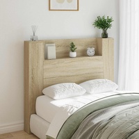 Storage Headboard with LED Sonoma Oak Engineered Wood