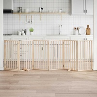 Dog Gate with Door Foldable 6 Panels 300 cm Poplar Wood