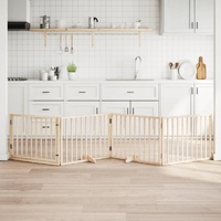Dog Gate with Door Foldable 4 Panels 320 cm Poplar Wood