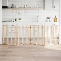 Dog Gate with Door Foldable 4 Panels 320 cm Poplar Wood