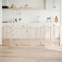 Dog Gate with Door Foldable 6 Panels 300 cm Poplar Wood