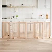 Dog Gate with Door Foldable 6 Panels 300 cm Poplar Wood