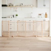 Dog Gate with Door Foldable 6 Panels 300 cm Solid Wood Fir