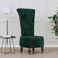 High Back Chair Dark Green Velvet Button Design