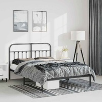 Metal Bed Frame without Mattress with Headboard Black 150x200 cm