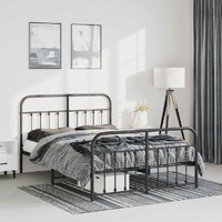 Metal Bed Frame without Mattress with Footboard Black 150x200 cm
