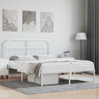 Metal Bed Frame without Mattress with Headboard White 135x190 cm