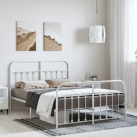 Metal Bed Frame without Mattress with Footboard White 135x190 cm