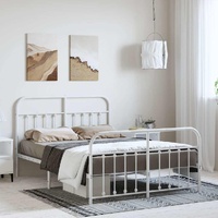 Metal Bed Frame without Mattress with Footboard White 150x200 cm