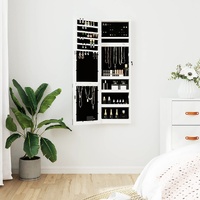 Mirror Jewellery Cabinet with LED Lights Wall Mounted White