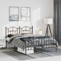 Metal Bed Frame without Mattress with Footboard Black 135x190 cm