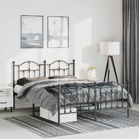 Metal Bed Frame without Mattress with Footboard Black 150x200 cm