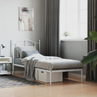 Metal Bed Frame without Mattress with Headboard White 90x190 cm