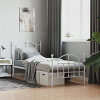 Metal Bed Frame without Mattress with Footboard White 90x190 cm