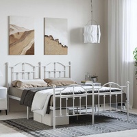 Metal Bed Frame without Mattress with Footboard White 150x200 cm