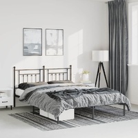 Metal Bed Frame without Mattress with Headboard Black 150x200 cm