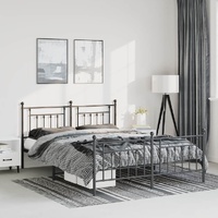 Metal Bed Frame without Mattress with Footboard Black 135x190 cm
