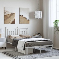 Metal Bed Frame without Mattress with Headboard White 135x190 cm