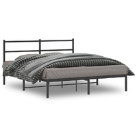 Metal Bed Frame without Mattress with Headboard Black 150x200 cm