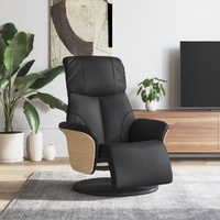 Recliner Chair with Footrest Black Faux Leather