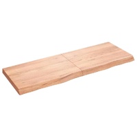 Wall Shelf Light Brown 140x50x(2-6) cm Treated Solid Wood Oak