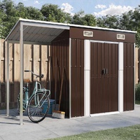 Garden Shed with Extended Roof Brown 277x110.5x181 cm Steel