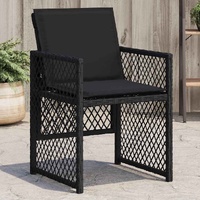 Garden Chairs with Cushions 4 pcs Black Poly Rattan