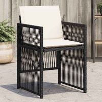 Garden Chairs with Cushions 4 pcs Black Poly Rattan
