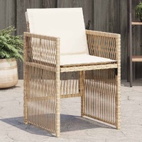 Garden Chairs with Cushions 4 pcs Beige Poly Rattan
