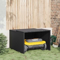 Robot Mower Garage Black 86x90x52/57 cm Poly Rattan