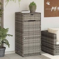 Garden Storage Cabinet Grey 55x55x111 cm Poly Rattan