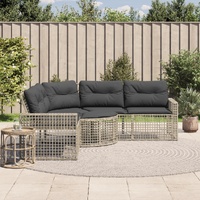 Garden Sofa with Cushions and Footstool L-Shaped Light Grey Poly Rattan