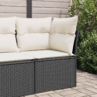 Garden Sofa Corner with Cushions Black Poly Rattan