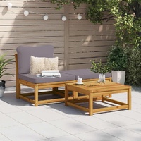 3 Piece Garden Lounge Set with Cushions Solid Wood Acacia